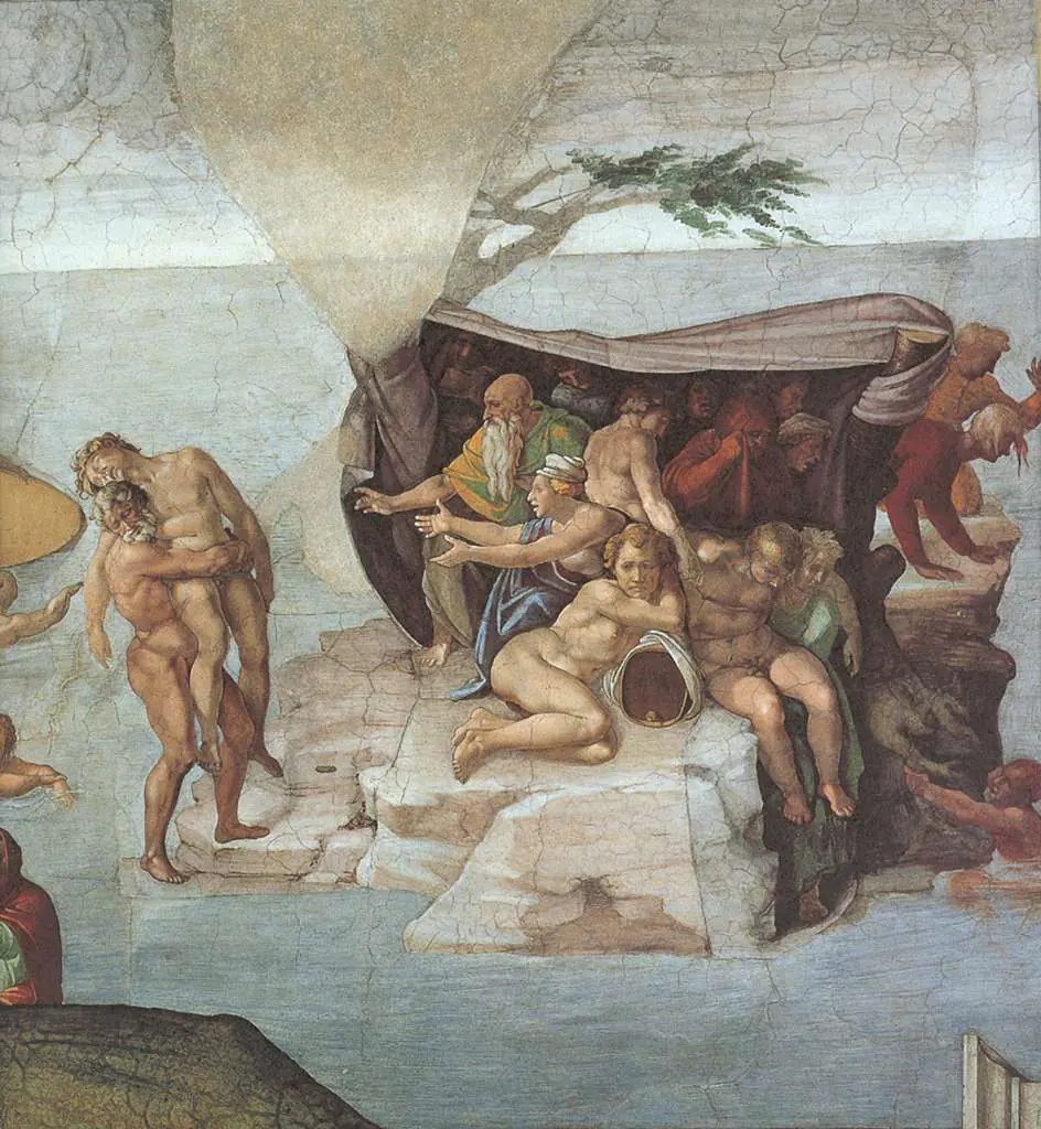 Michelangelo: Sistine Chapel Ceiling Genesis Noah 7 9 The Flood Right View