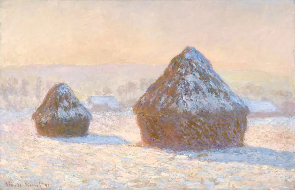 Monet: Wheatstacks Snow Effect Morning