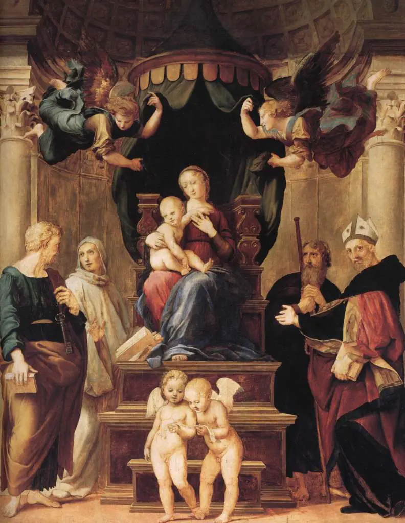 Raphael: Madonna With Child Saints And Angels