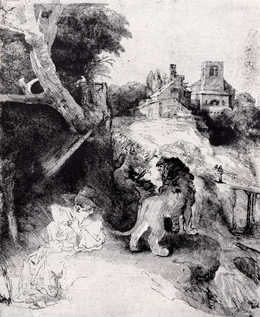 Rembrandt: Saint Jerome Reading In An Italian Landscape
