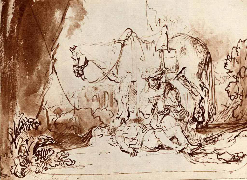 Rembrandt: The Good Samaritan Sketch