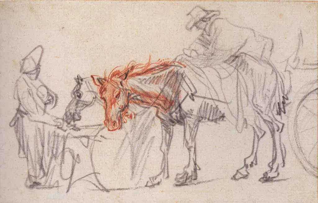 Rembrandt: Two Horses At A Halt