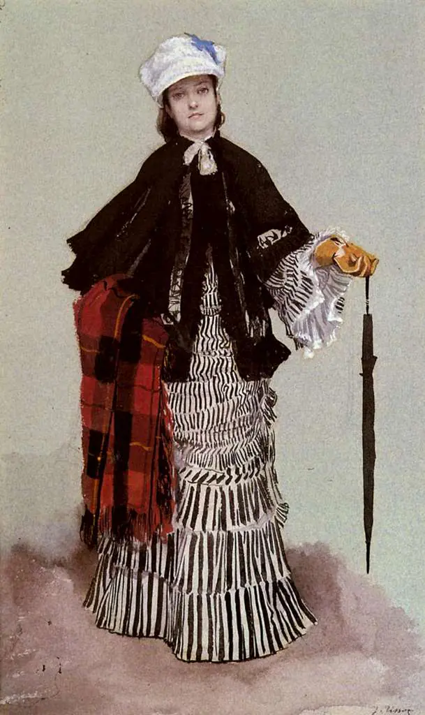 Tissot: A Lady In A Black And White Dress