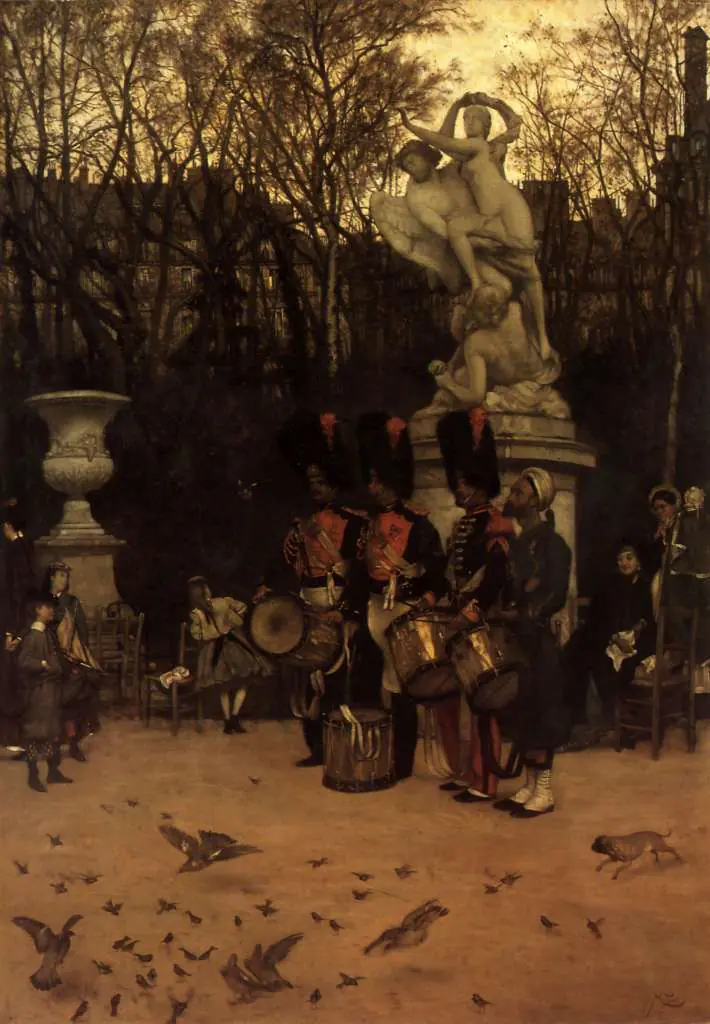 Tissot: Beating The Retreat In The Tuileries Gardens