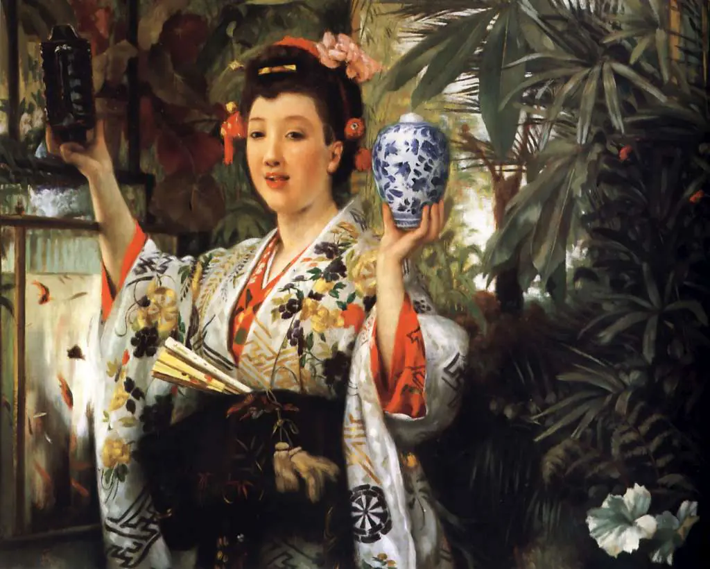 Tissot: Young Lady Holding Japanese Objects