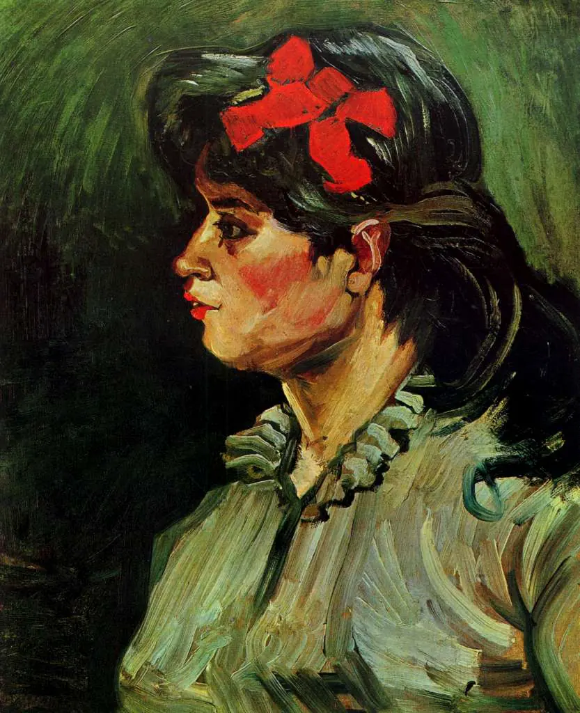 Van Gogh Antwerp 1885-86: Portrait Of A Woman With Red Ribbon