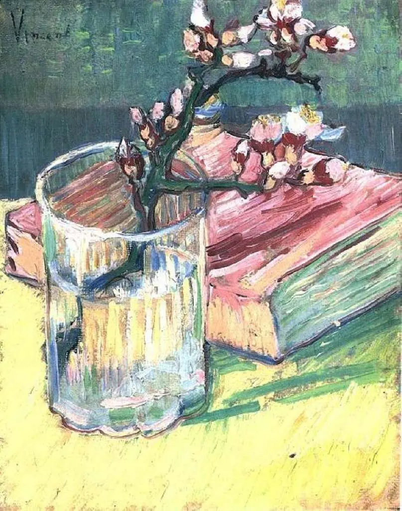 van Gogh Arles 1888-89: Blossoming Almond Branch In A Glass With A Book