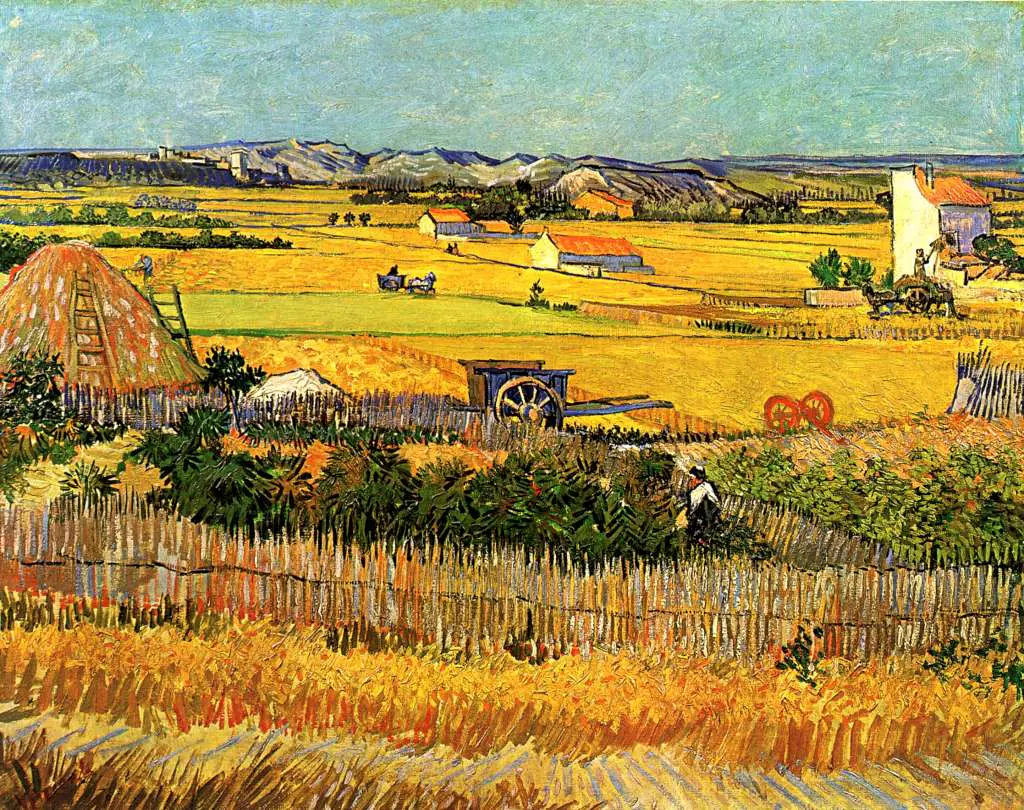 van Gogh Arles 1888-89: Harvest At La Crau With Montmajour In The Background