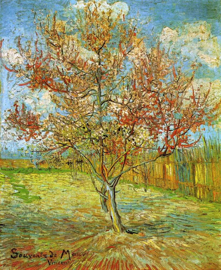 van Gogh Arles 1888-89: Pink Peach Tree In Blossom Reminiscence Of Mauve