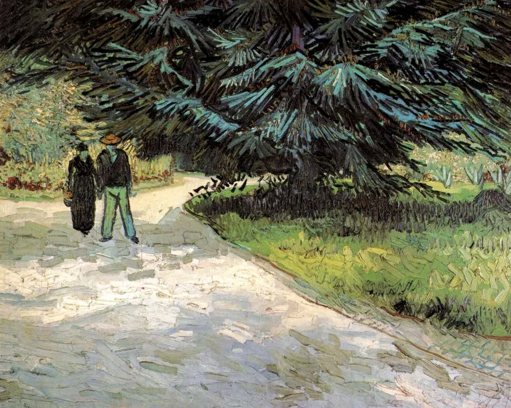 van Gogh Arles 1888-89: Public Garden With Couple And Blue Fir Tree The Poets Garden Iii
