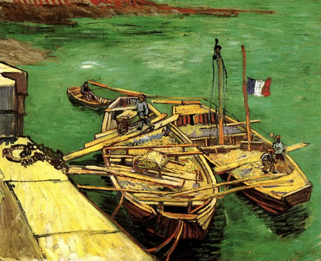 van Gogh Arles 1888-89: Quay With Men Unloading Sand Barges