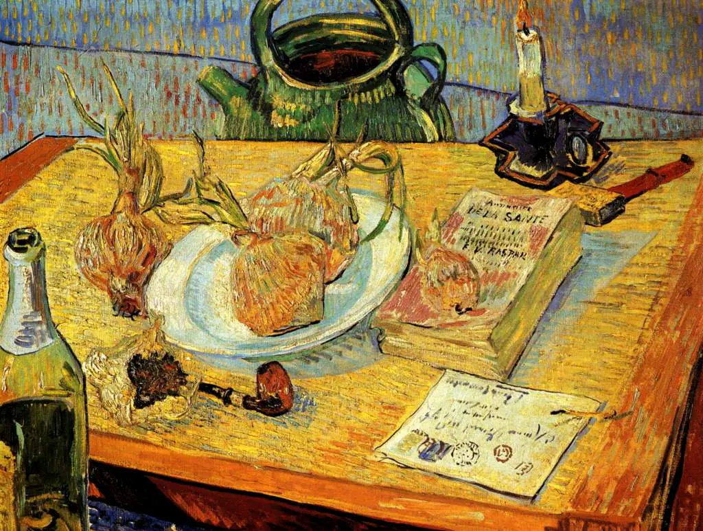 van Gogh Arles 1888-89: Still Life Drawing Board Pipe Onions And Sealing-wax