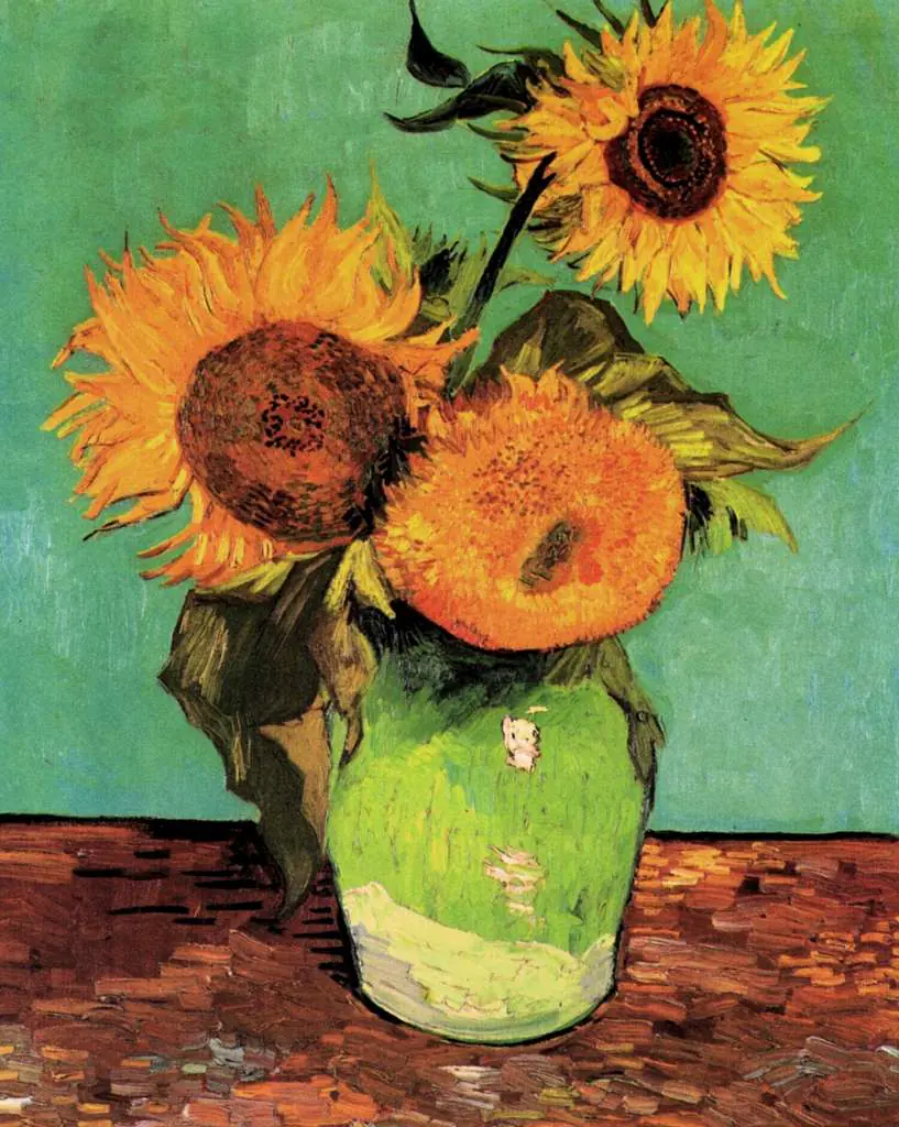 van Gogh Arles 1888-89: Three Sunflowers In A Vase