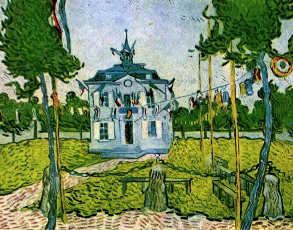 van Gogh Auvers sur Oise 1890: Auvers Town Hall On 14 July 1890