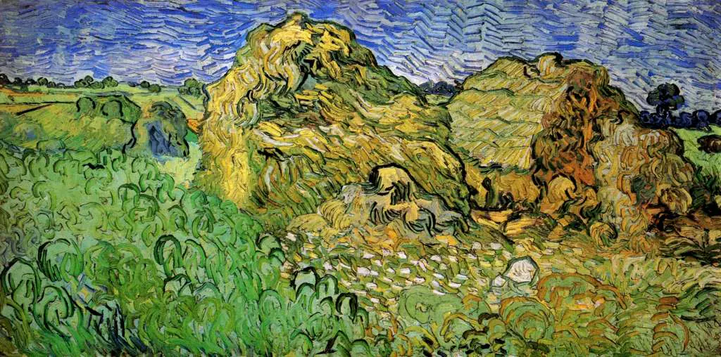 van Gogh Auvers sur Oise 1890: Field With Wheat Stacks