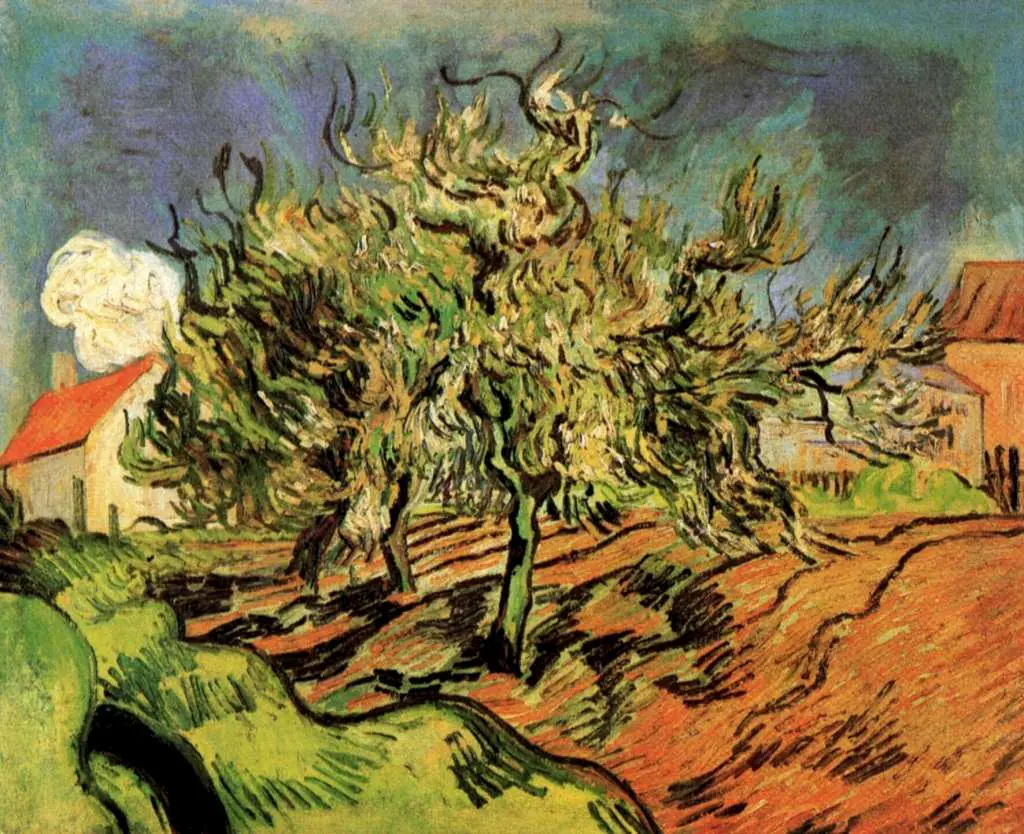 van Gogh Auvers sur Oise 1890: Landscape With Three Trees And A House