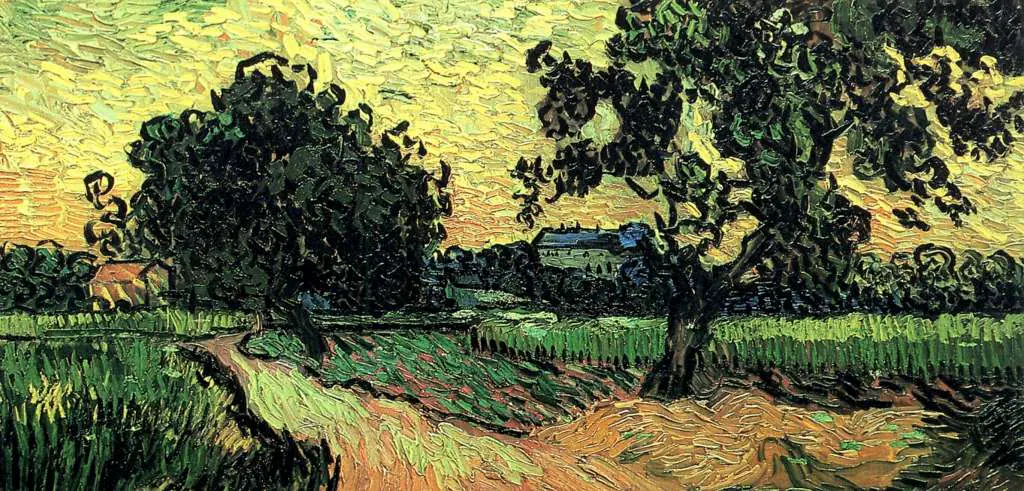 van Gogh Auvers sur Oise 1890: Landscape With The Chateau Of Auvers At Sunset