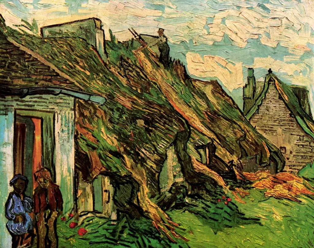 van Gogh Auvers sur Oise 1890: Thatched Sandstone Cottages In Chaponval