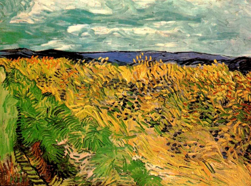 van Gogh Auvers sur Oise 1890: Wheat Field With Cornflowers