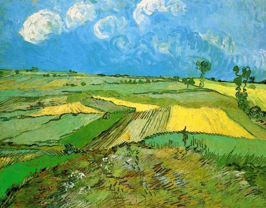 van Gogh Auvers sur Oise 1890: Wheat Fields At Auvers Under Clouded Sky