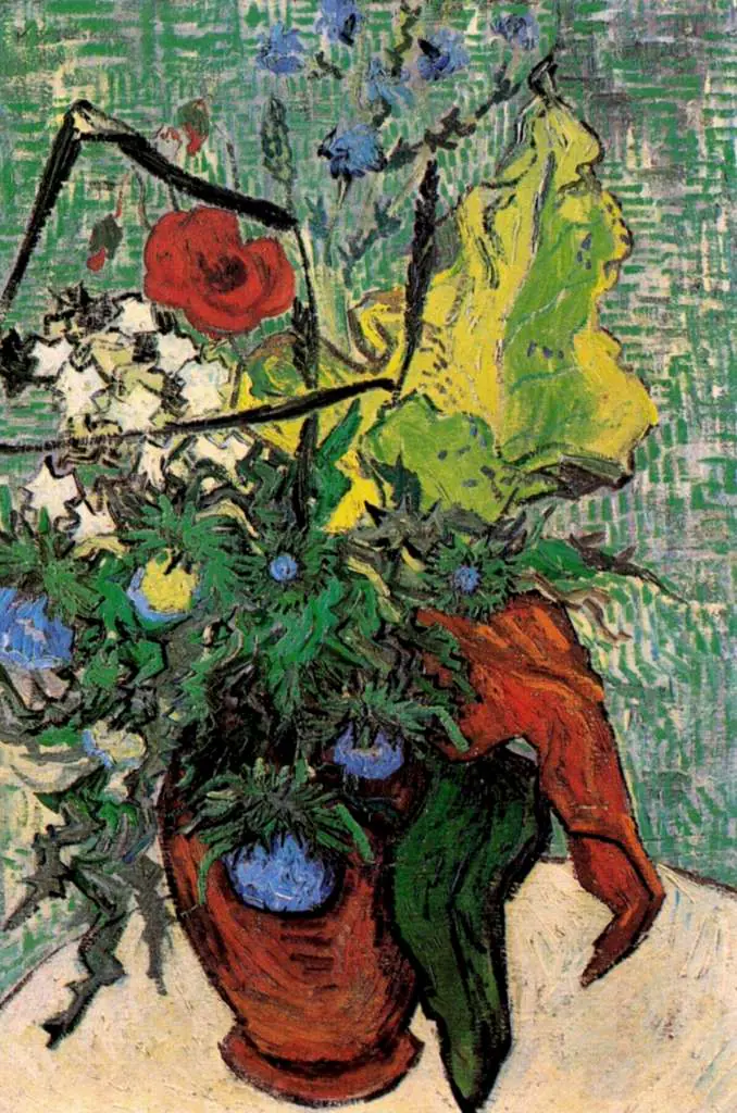 van Gogh Auvers sur Oise 1890: Wild Flowers And Thistles In A Vase