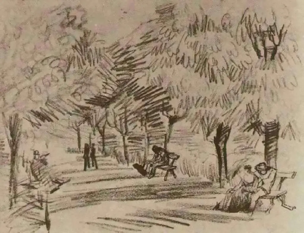 van Gogh Drawings: A Lane In The Public Garden With Benches