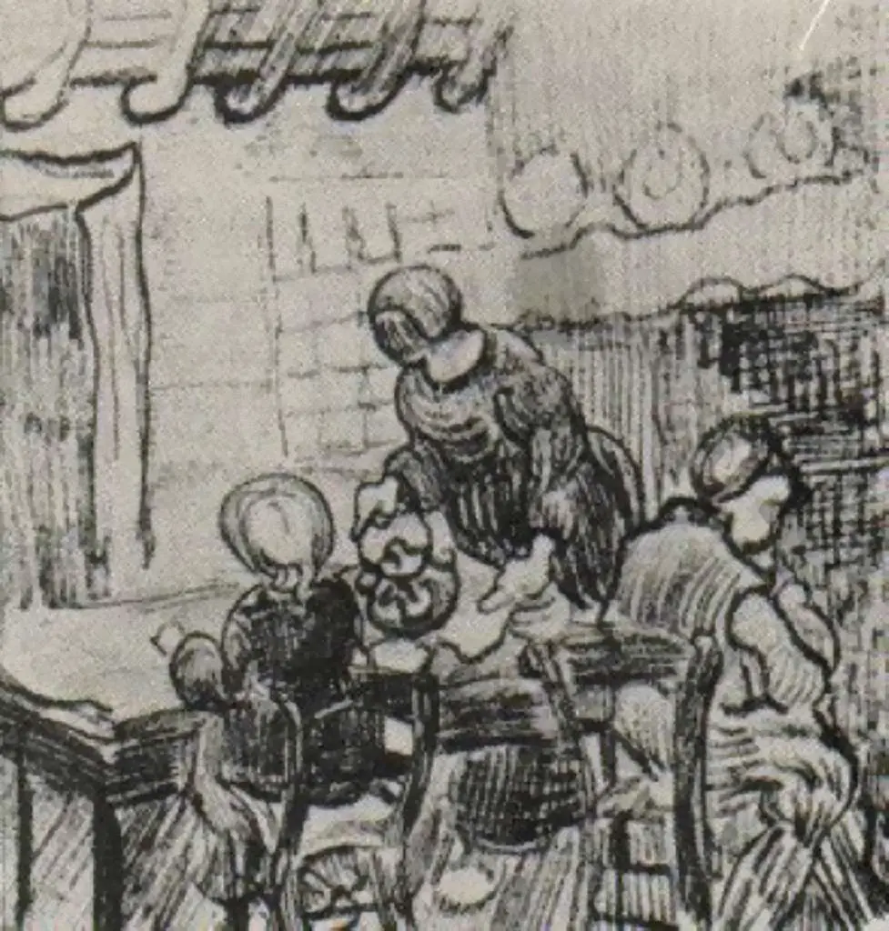 van Gogh Drawings: Child And Woman Pouring Coffee