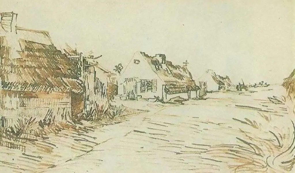 van Gogh Drawings: Cottages In Saintes-maries