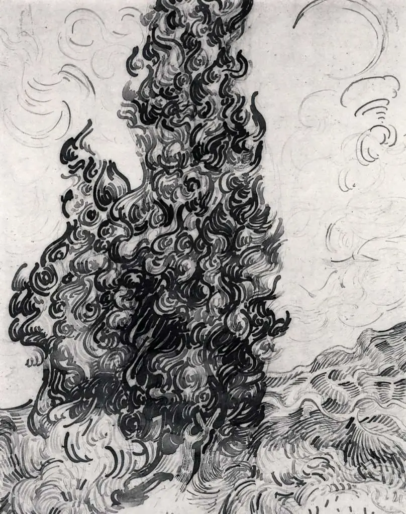 van Gogh Drawings: Cypresses2