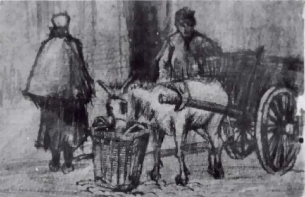 van Gogh Drawings: Donkey Cart With Boy And Scheveningen Woman