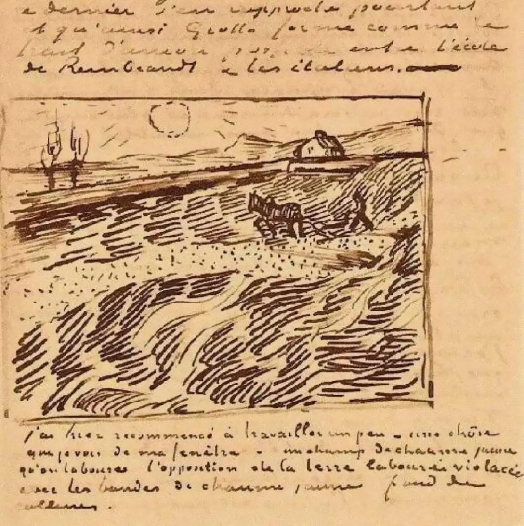 van Gogh Drawings: Enclosed Field With Ploughman