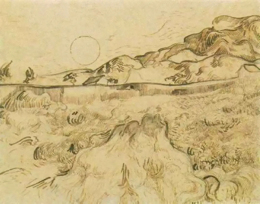 van Gogh Drawings: Enclosed Wheat Field With Reaper