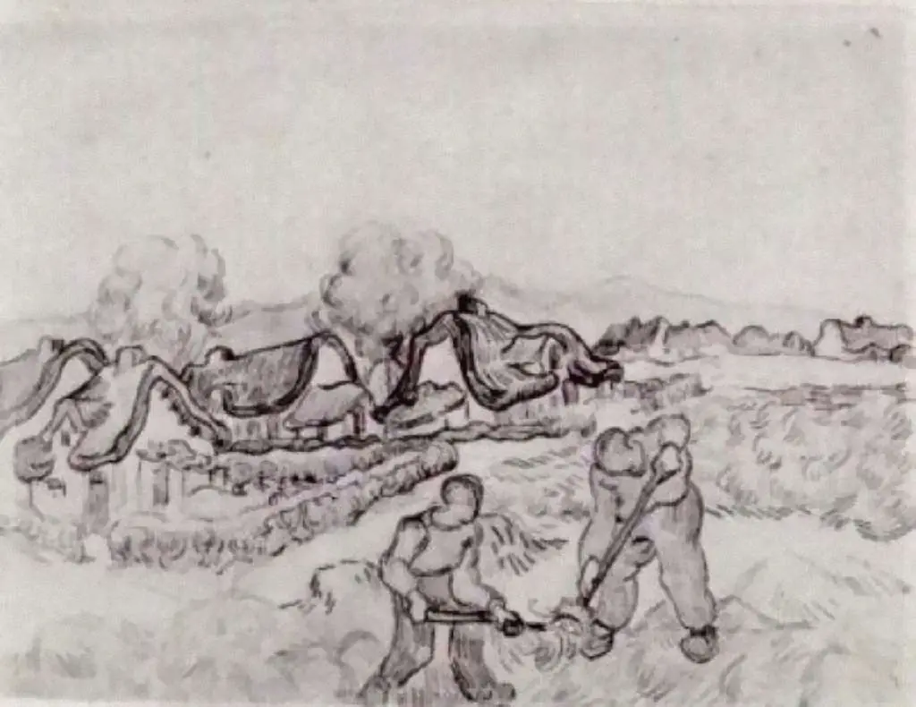 van Gogh Drawings: Farmers Digging And Cottages