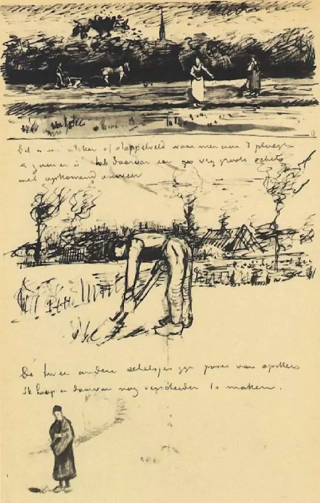 van Gogh Drawings: Field In A Thunderstorm  Digger And Figure Of A Woman