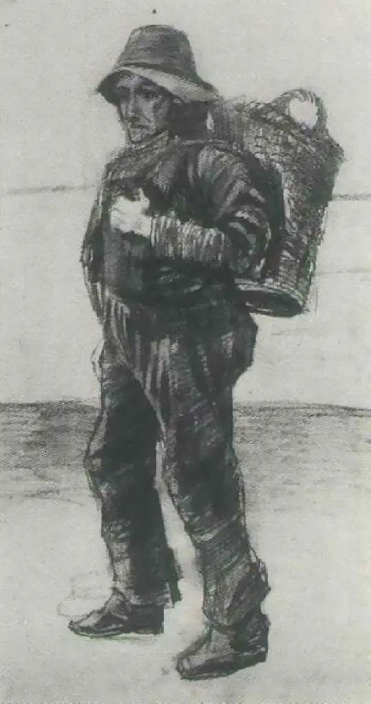 van Gogh Drawings: Fisherman With Basket On His Back