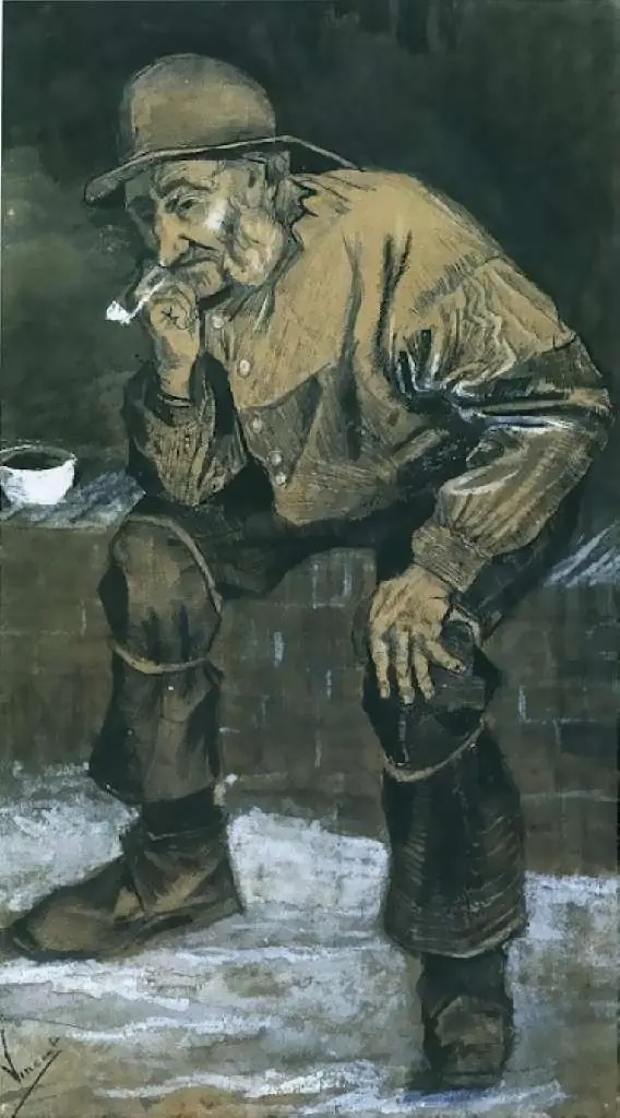 van Gogh Drawings: Fisherman With Sou Wester Sitting With Pipe