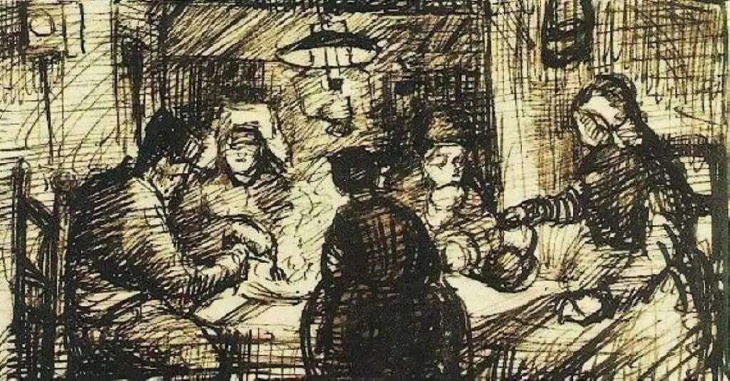 van Gogh Drawings: Five Persons At A Meal
