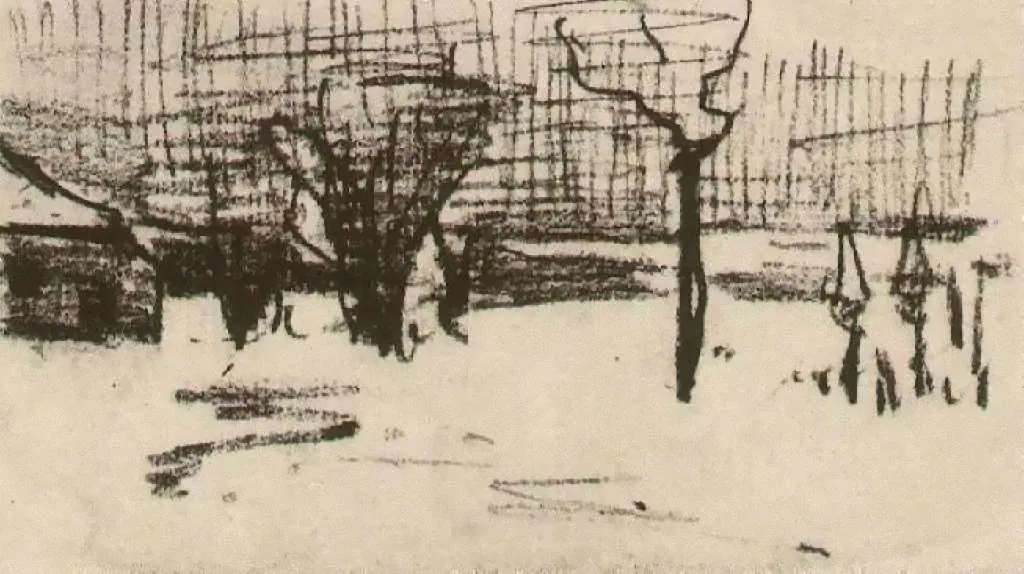van Gogh Drawings: Garden In The Snow