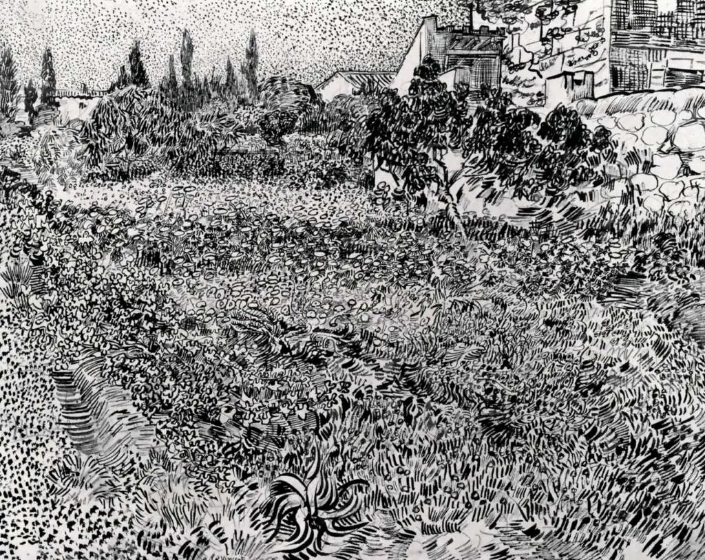 van Gogh Drawings: Garden With Flowers2