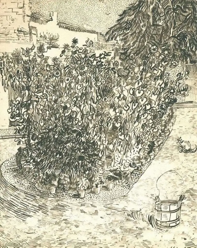 van Gogh Drawings: Garden With Sunflowers