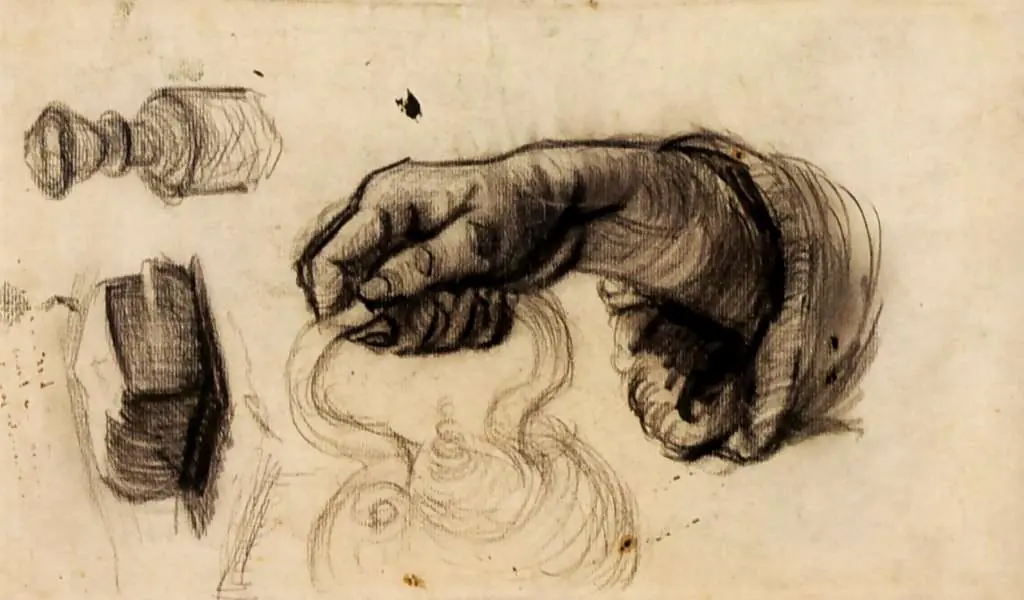 van Gogh Drawings: Hand With A Pot The Knob Of A Chair And A Hunk Of Bread