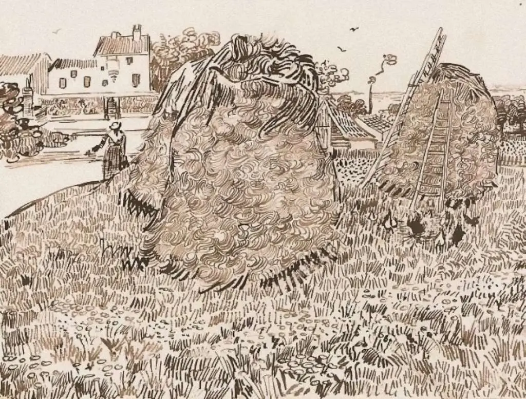 van Gogh Drawings: Haystacks Near A Farm