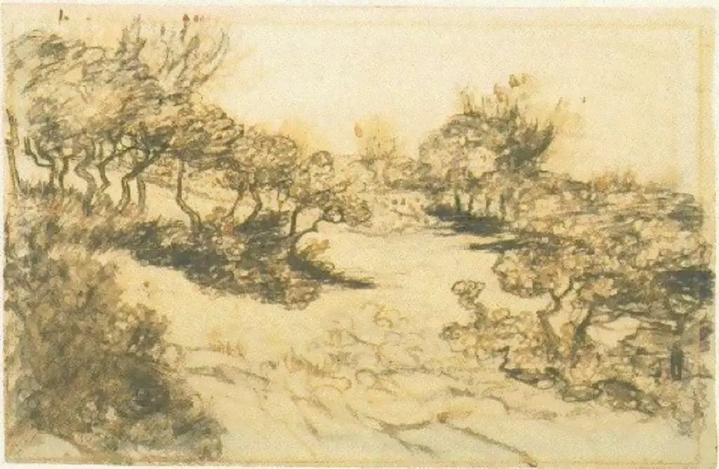 van Gogh Drawings: Hill With Bushes