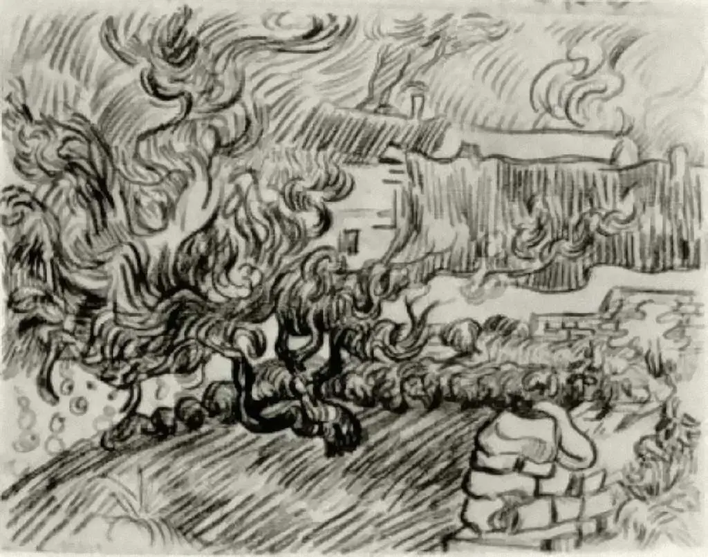 van Gogh Drawings: Houses Among Trees