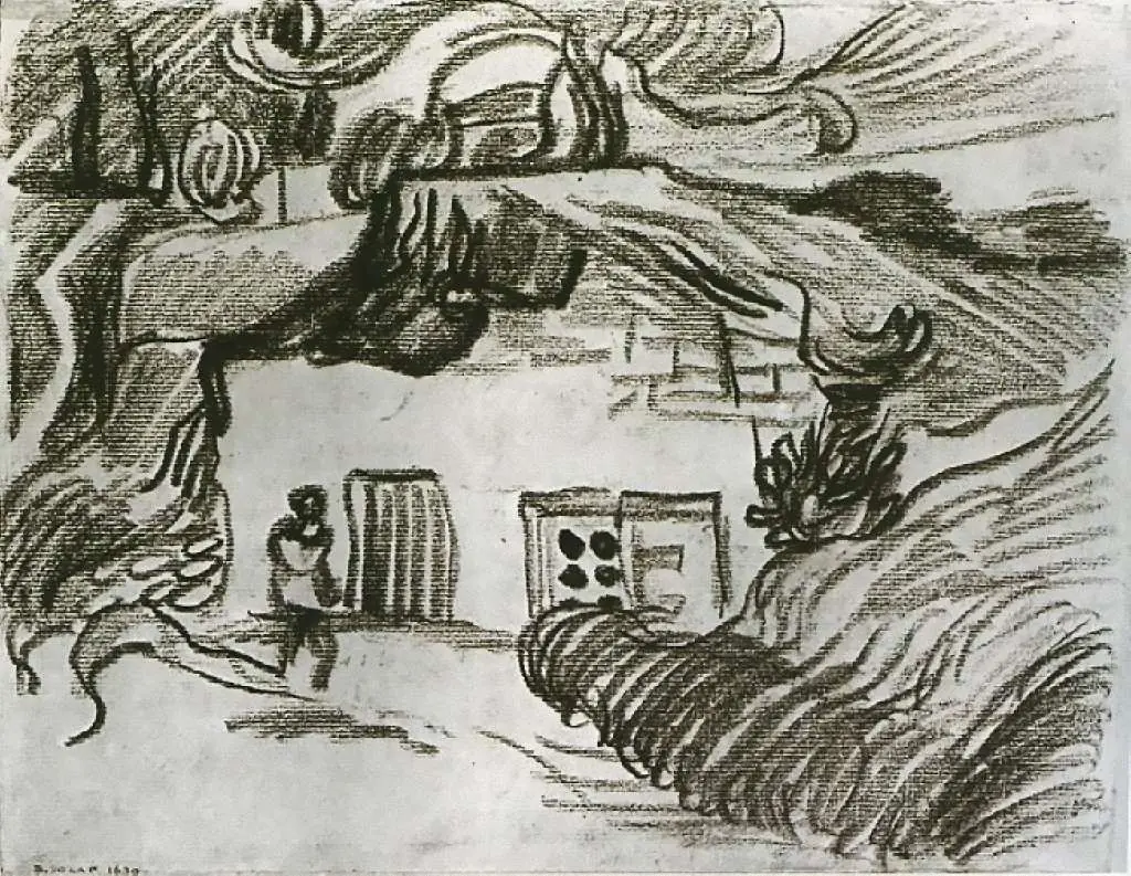 van Gogh Drawings: Houses Among Trees With A Figure