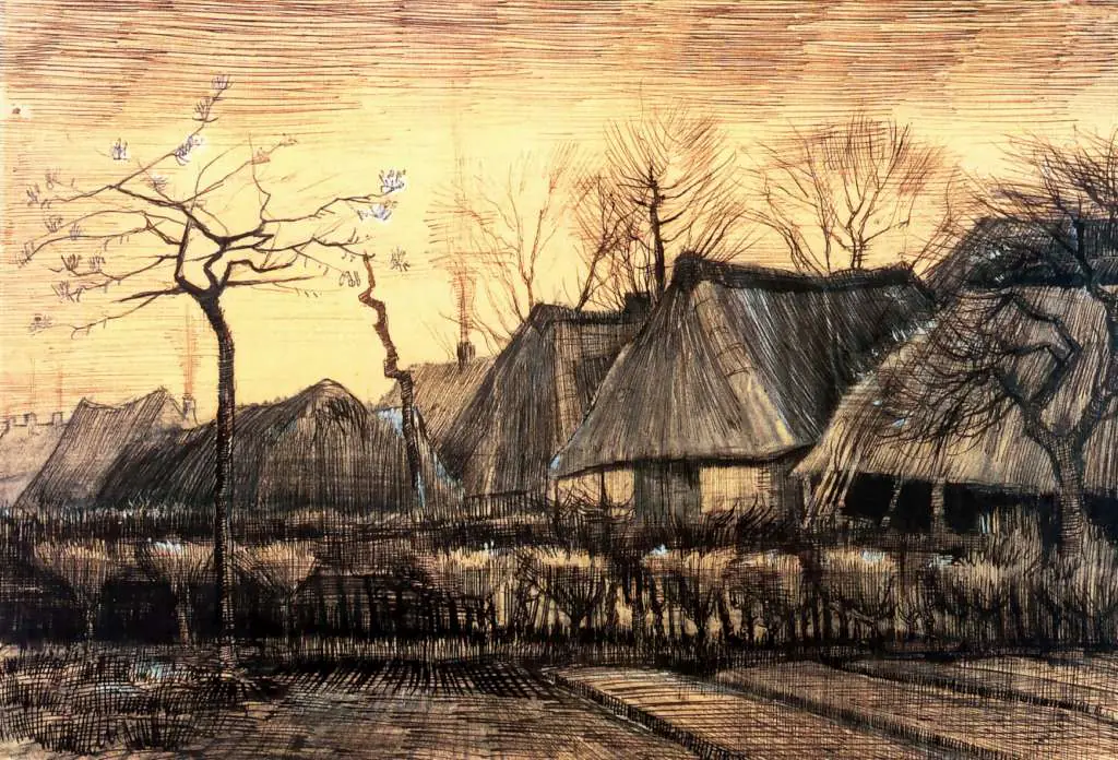 van Gogh Drawings: Houses With Thatched Roofs