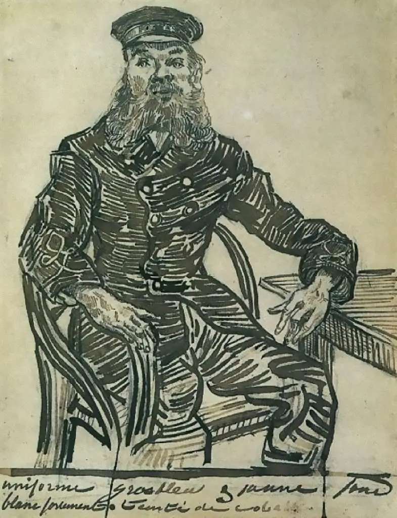 van Gogh Drawings: Joseph Roulin Sitting In A Cane Chair Three-quarter-length