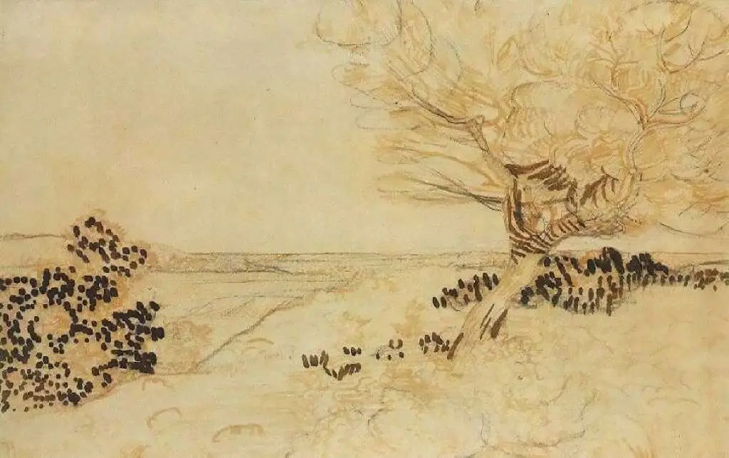 van Gogh Drawings: Landscape With A Tree In The Foreground