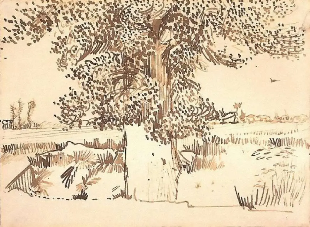 van Gogh Drawings: Landscape With A Tree In The Foreground2