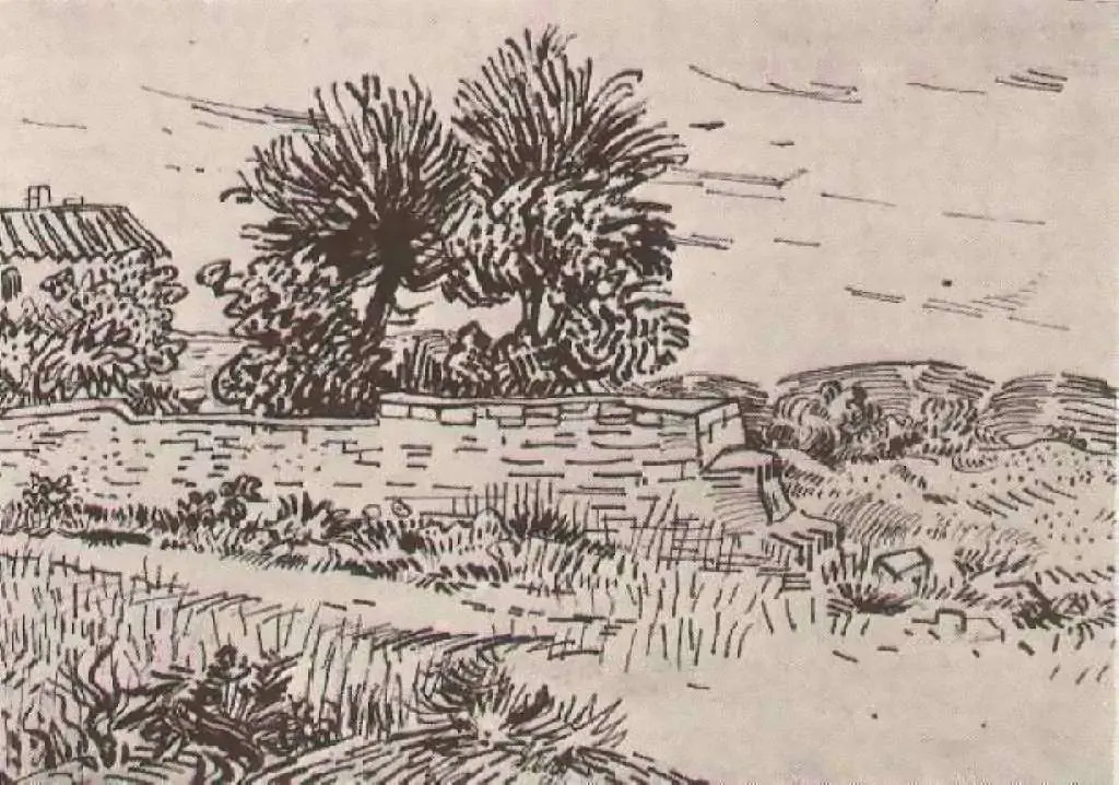 van Gogh Drawings: Landscape With The Wall Of A Farm